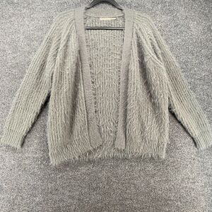 Esqualo Cardigan Sweater Womens XS Gray Soft Fuzzy Open Front Cozy Minimalist
